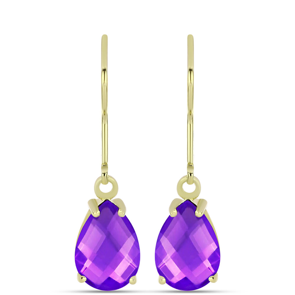 Goldplattierte Silberohrringe mit lila Achat 3 