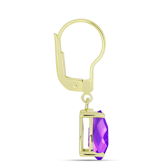 Goldplattierte Silberohrringe mit lila Achat
