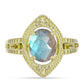 Goldplattierter Silberring mit Labradorit