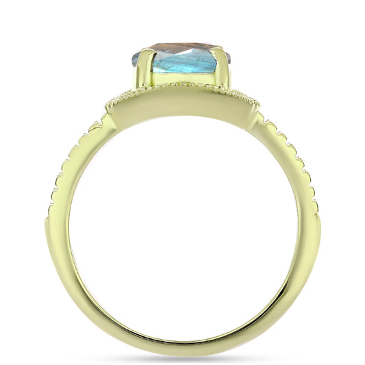 Goldplattierter Silberring mit Labradorit