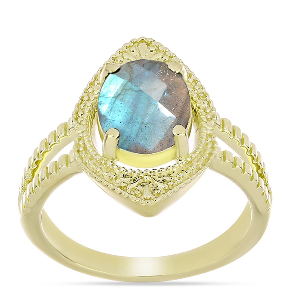 Goldplattierter Silberring mit Labradorit 3 