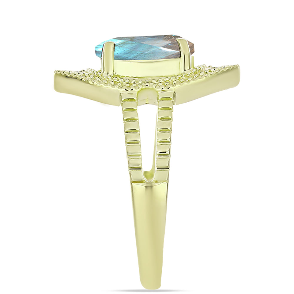 Goldplattierter Silberring mit Labradorit