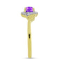 Goldplattierter Silberring mit lila Achat und weißem Topas