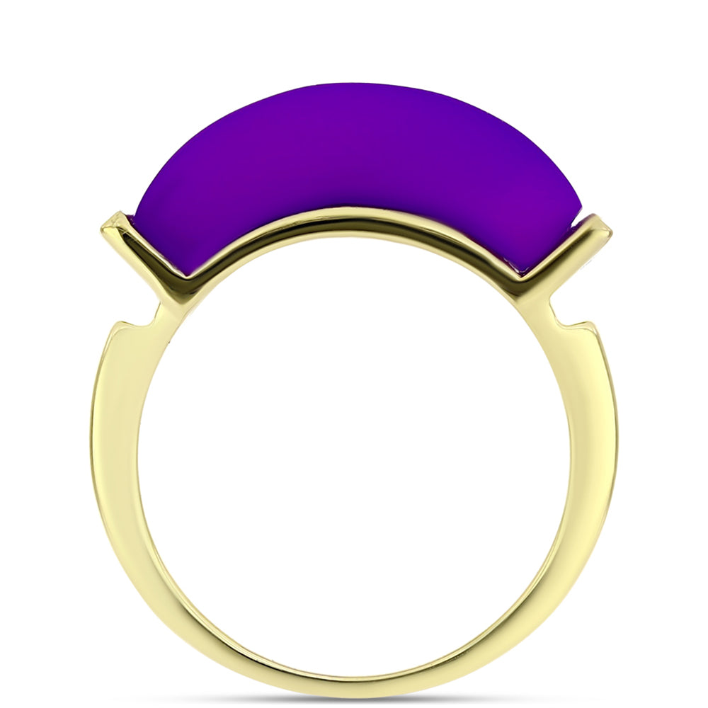 Goldplattierter Silberring mit lila Achat 3 