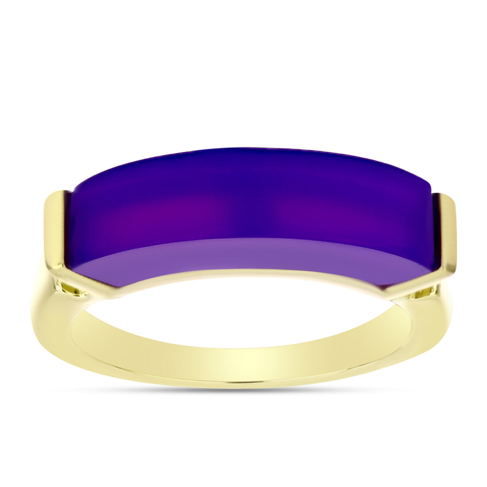 Goldplattierter Silberring mit lila Achat 1 