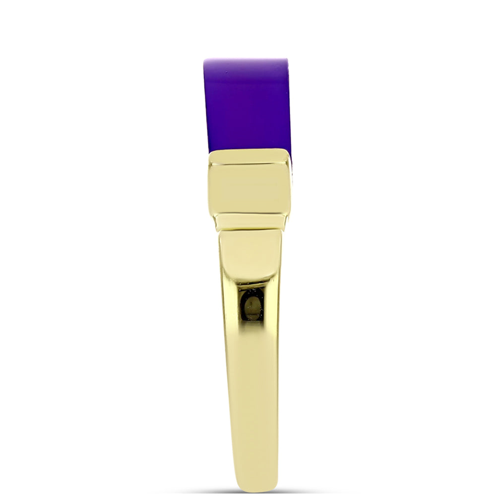 Goldplattierter Silberring mit lila Achat 4 