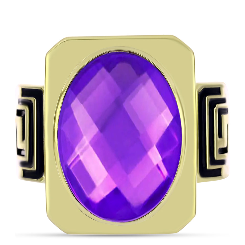 Goldplattierter Silberring mit lila Achat 1 
