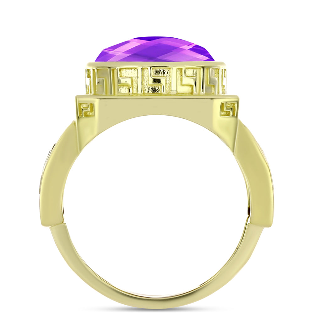 Goldplattierter Silberring mit lila Achat