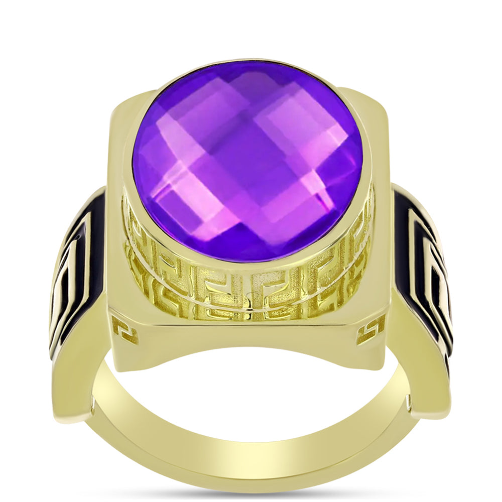Goldplattierter Silberring mit lila Achat 3 
