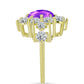 Goldplattierter Silberring mit lila Achat und weißem Topas