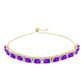 Goldplattiertes Silberarmband mit lila Achat und weißem Topas