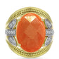 Goldplattierter Silberring mit Sonnenstein aus Oregon und weißem Topas