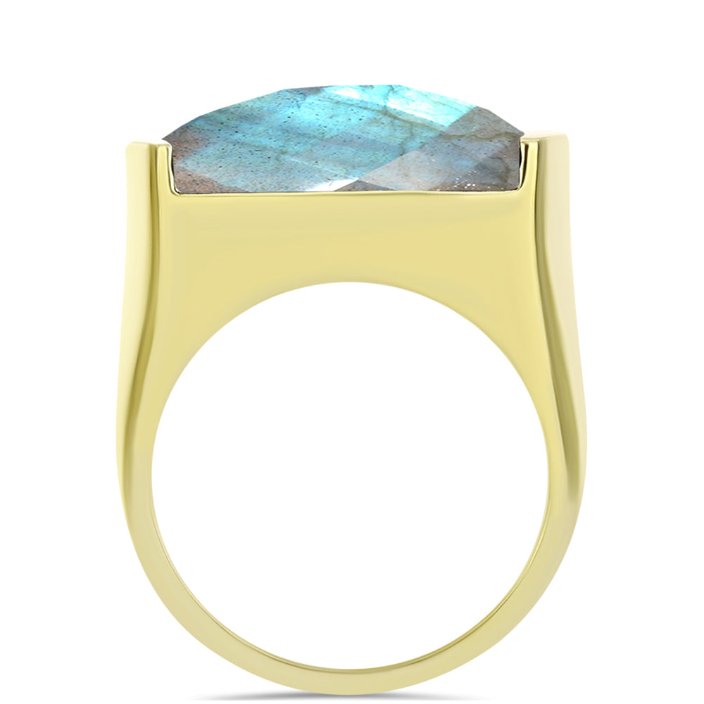 Goldplattierter Silberring mit Labradorit 2 
