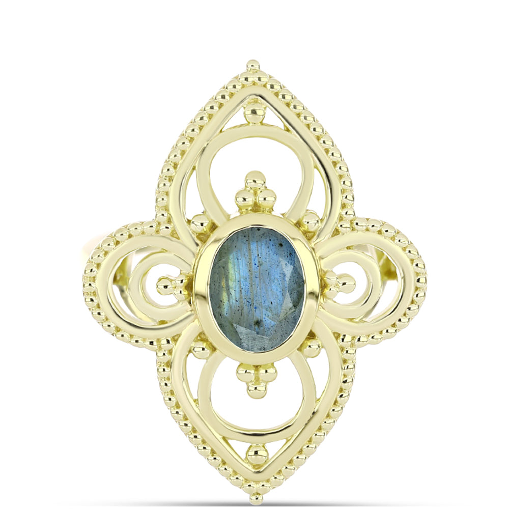 Goldplattierter Silberring mit Labradorit