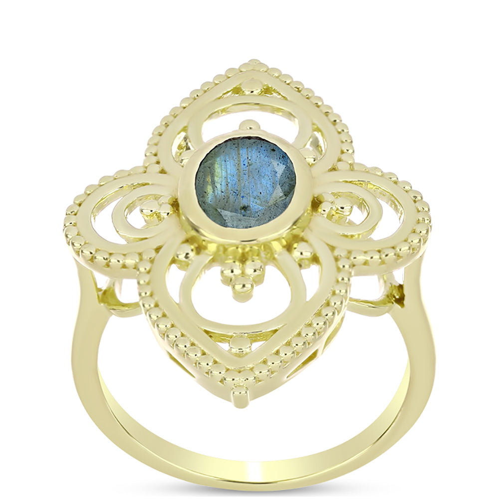 Goldplattierter Silberring mit Labradorit 3 