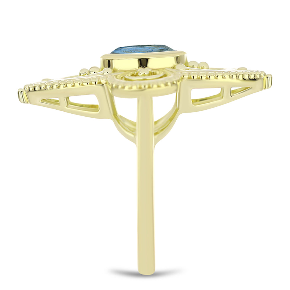 Goldplattierter Silberring mit Labradorit