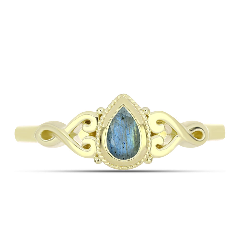 Goldplattierter Silberring mit Labradorit