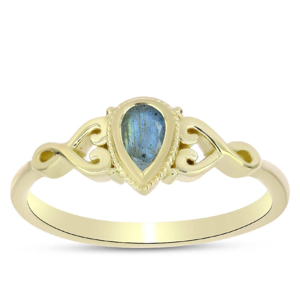 Goldplattierter Silberring mit Labradorit 3 