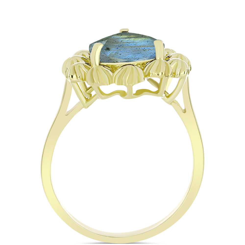 Goldplattierter Silberring mit Labradorit 2 