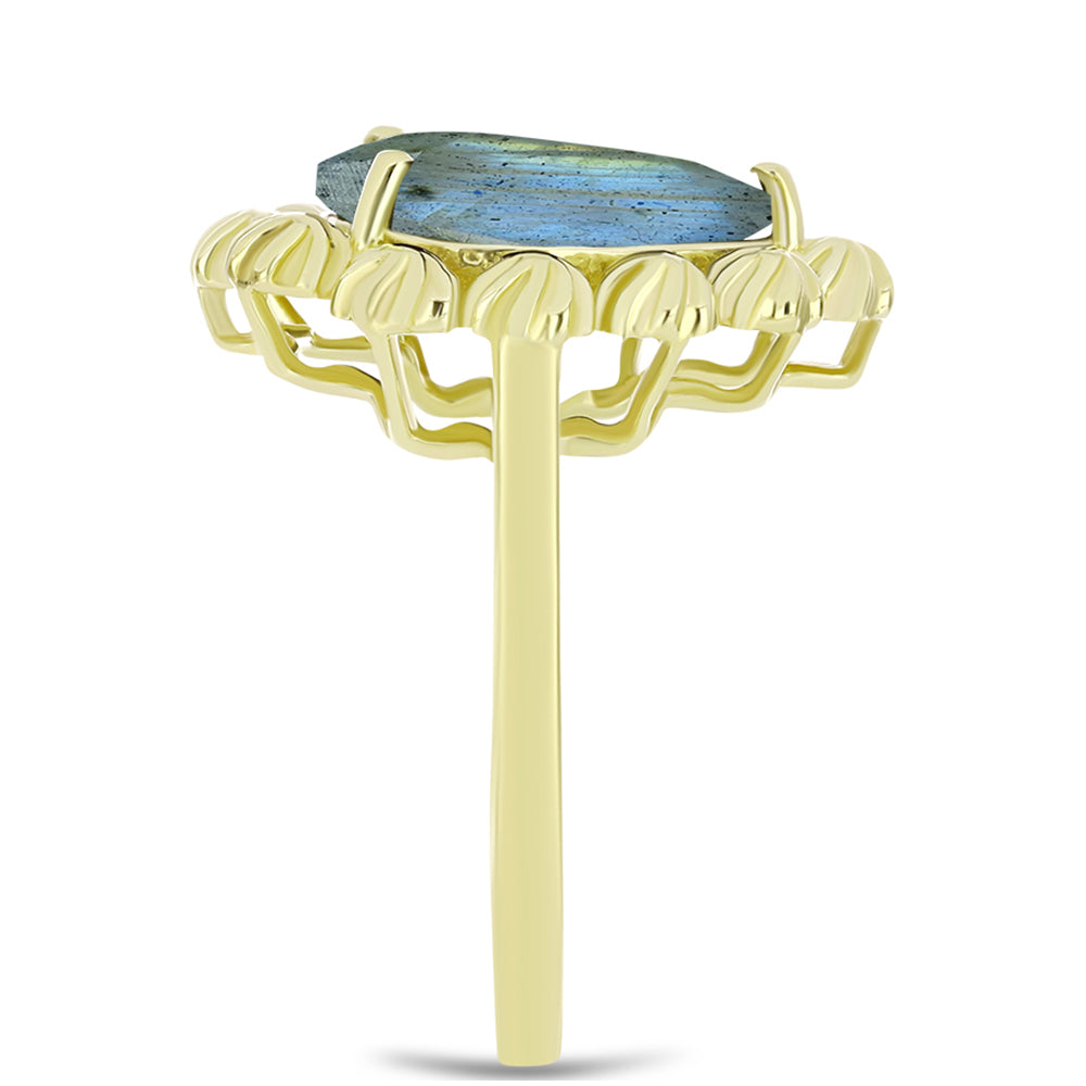 Goldplattierter Silberring mit Labradorit
