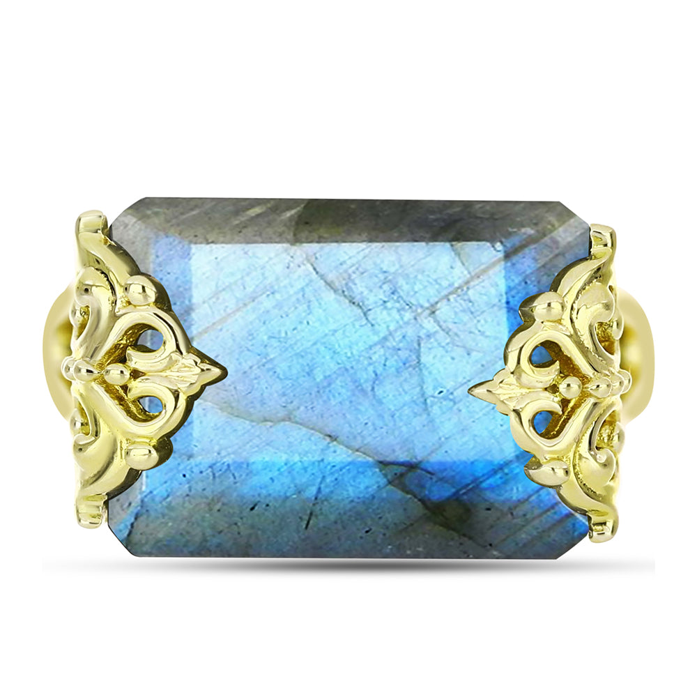 Goldplattierter Silberring mit Labradorit 5 