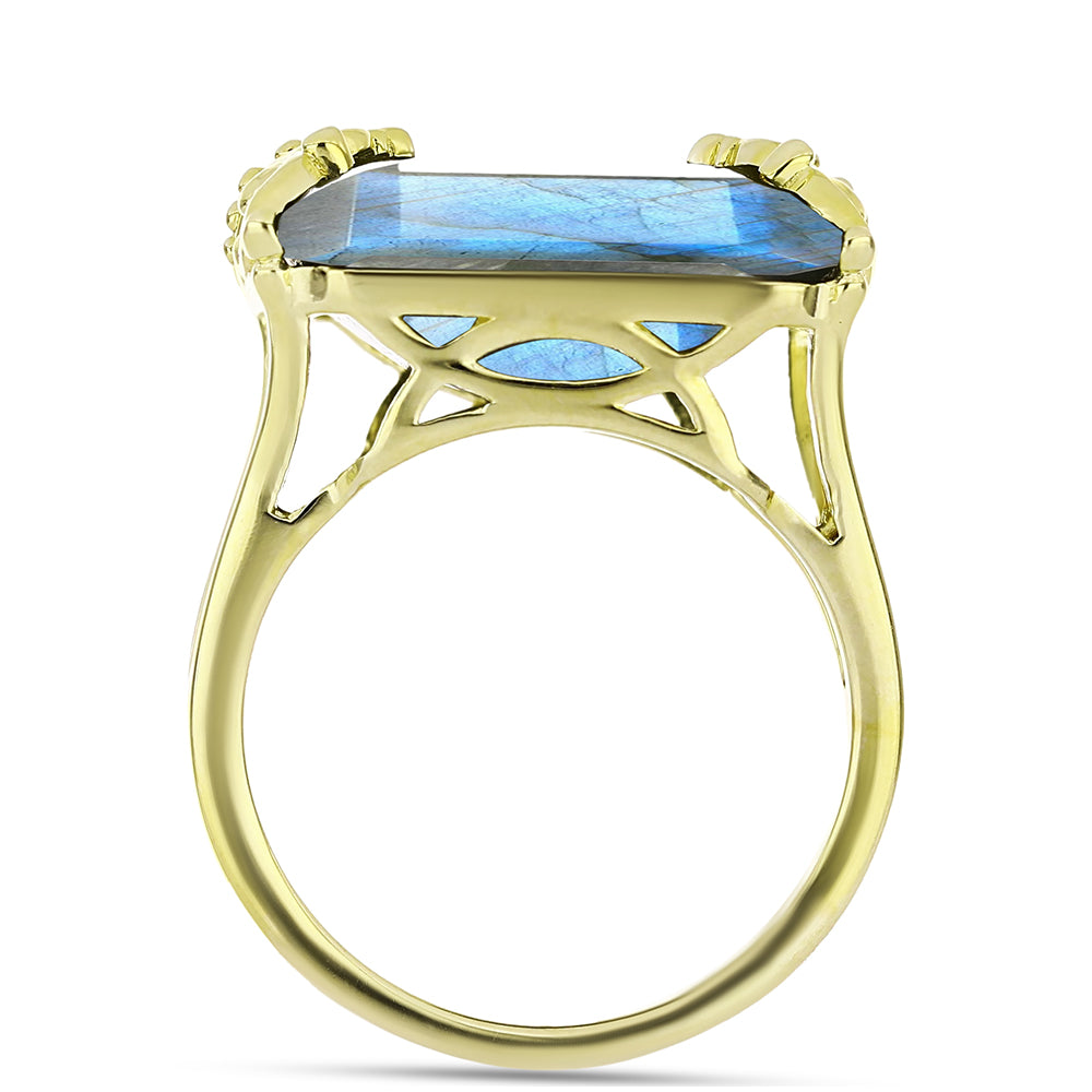 Goldplattierter Silberring mit Labradorit 2 