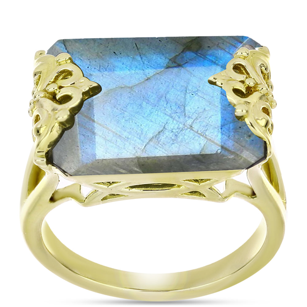 Goldplattierter Silberring mit Labradorit 3 