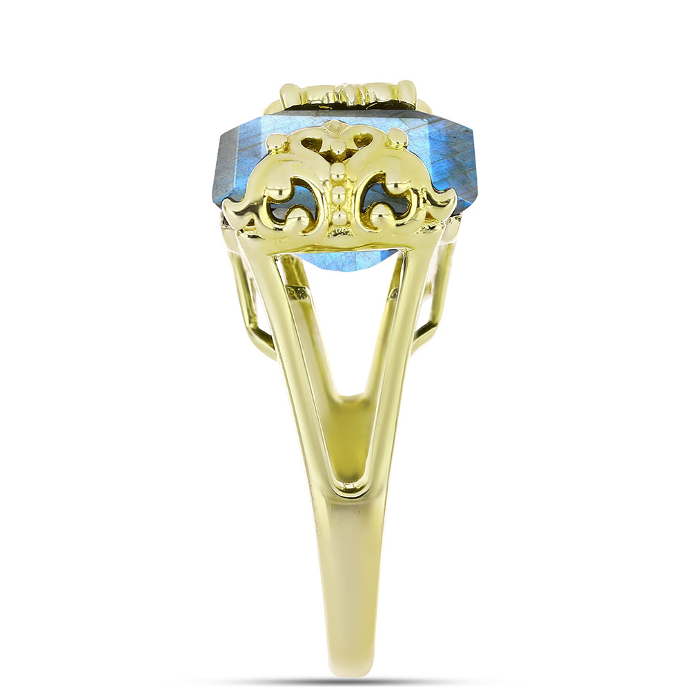 Goldplattierter Silberring mit Labradorit