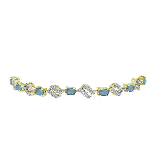 Goldplattiertes Silberarmband mit Labradorit und weißem Topas