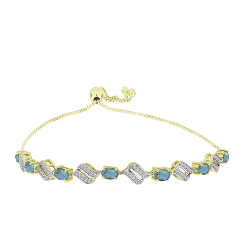 Goldplattiertes Silberarmband mit Labradorit und weißem Topas 1 