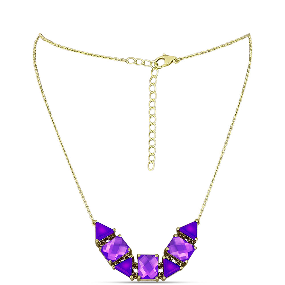 Goldplattierte Silberhalskette mit lila Achat 1 