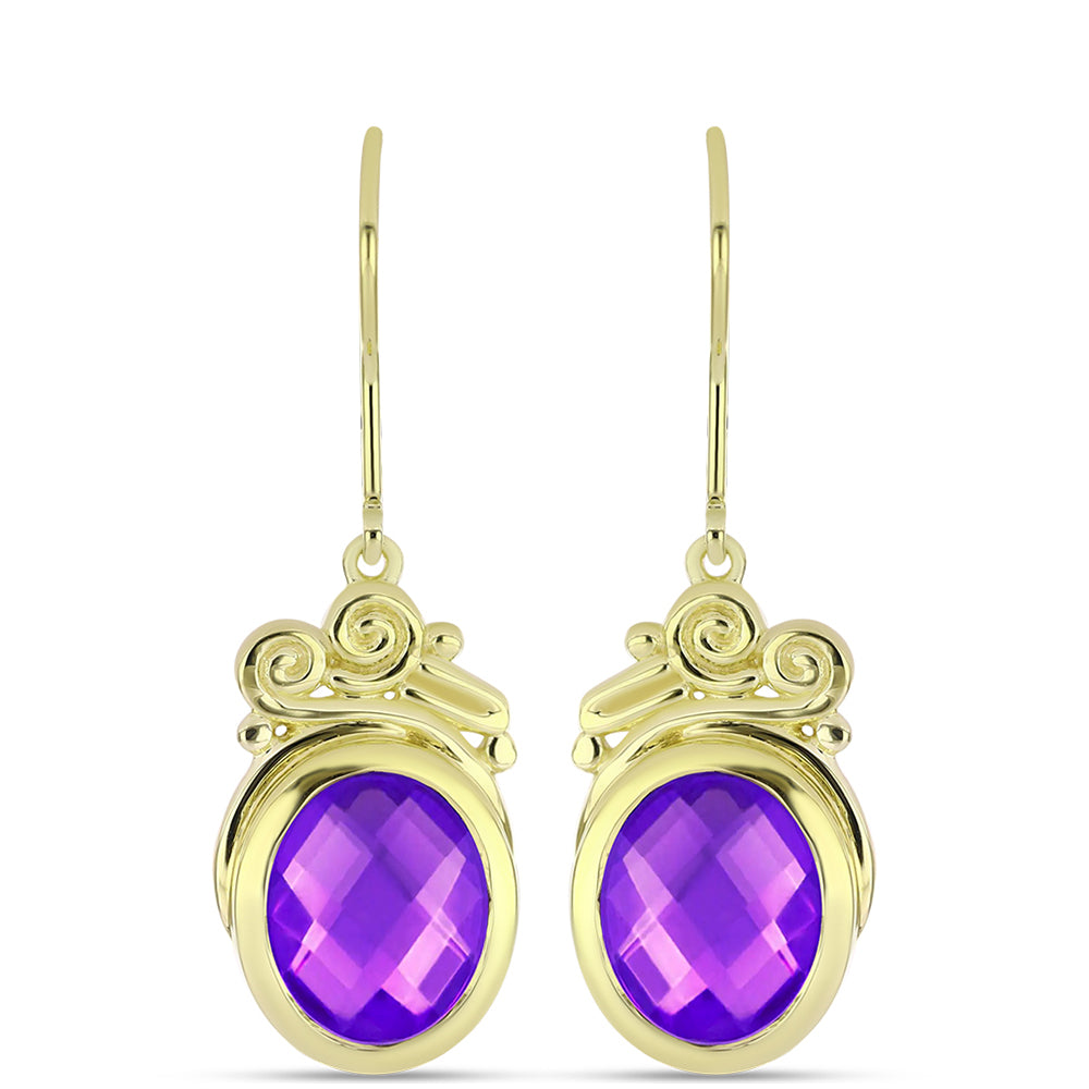 Goldplattierte Silberohrringe mit lila Achat 1 