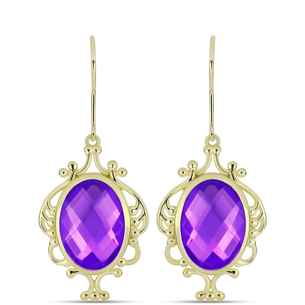 Goldplattierte Silberohrringe mit lila Achat 1 