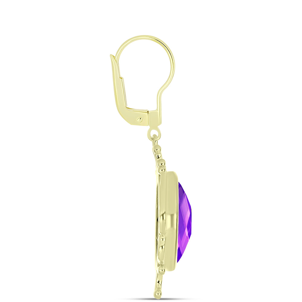 Goldplattierte Silberohrringe mit lila Achat 2 