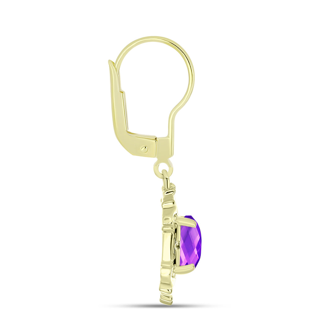 Goldplattierte Silberohrringe mit lila Achat 2 