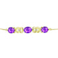 Goldplattiertes Silberarmband mit lila Achat und weißem Topas