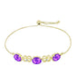 Goldplattiertes Silberarmband mit lila Achat und weißem Topas