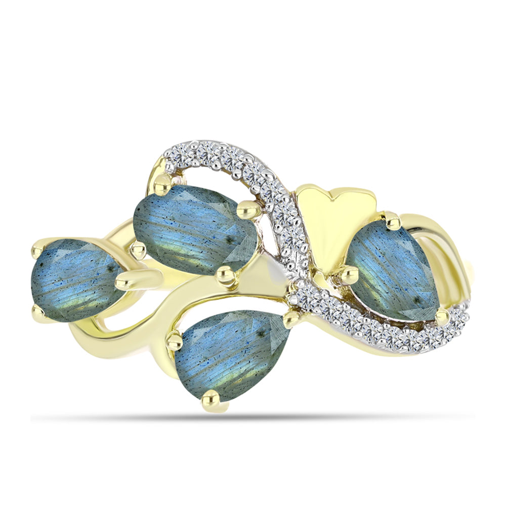 Goldplattierter Silberring mit Labradorit 1 