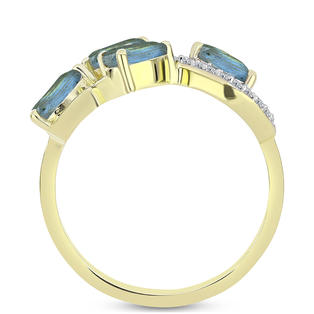 Goldplattierter Silberring mit Labradorit 2 