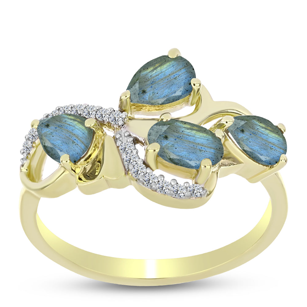 Goldplattierter Silberring mit Labradorit 3 