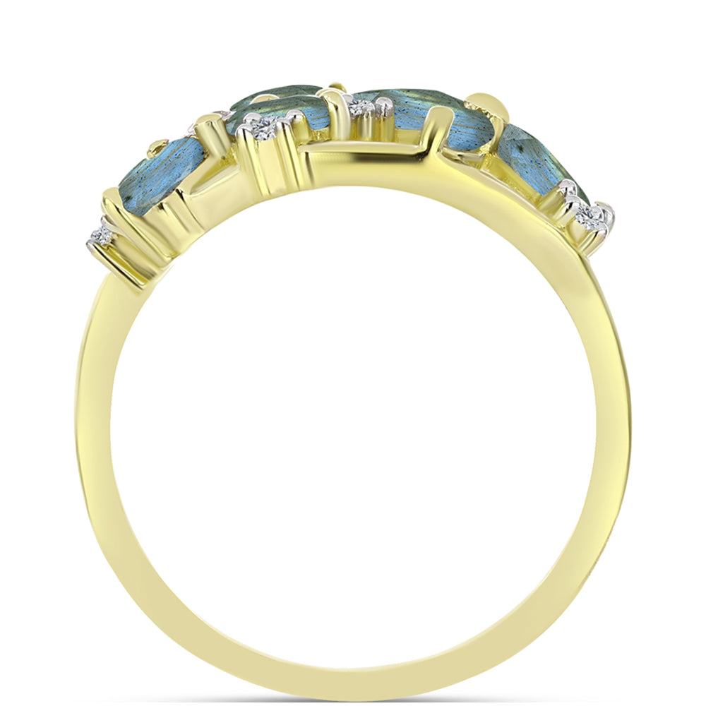 Goldplattierter Silberring mit Labradorit 2 