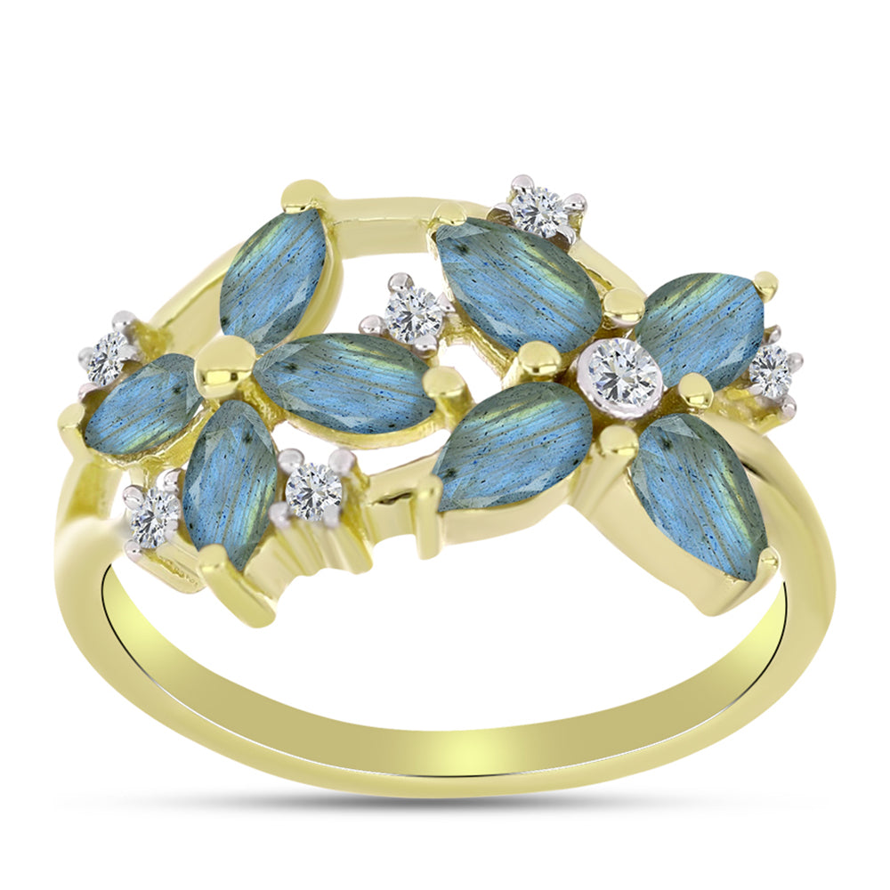 Goldplattierter Silberring mit Labradorit