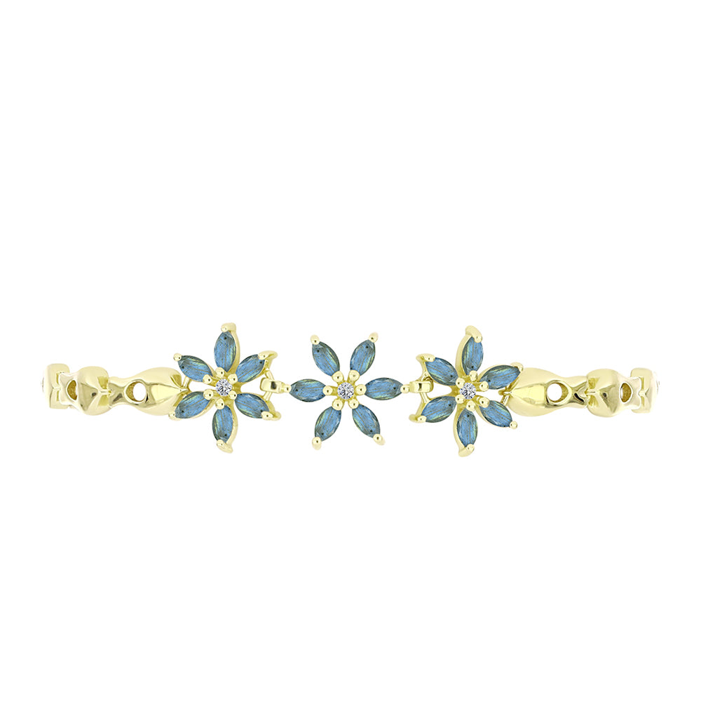 Goldplattiertes Silberarmband mit Labradorit und weißem Topas 2 