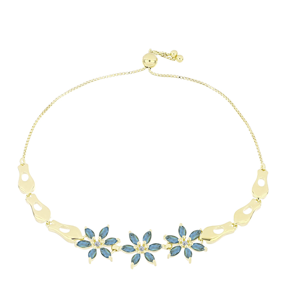 Goldplattiertes Silberarmband mit Labradorit und weißem Topas 1 