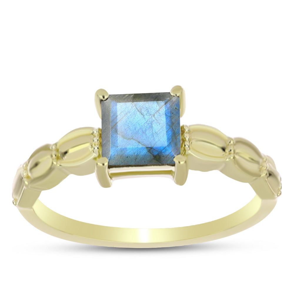 Goldplattierter Silberring mit Labradorit