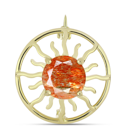 Goldplattierte Silberbrosche mit Sonnenstein aus Oregon