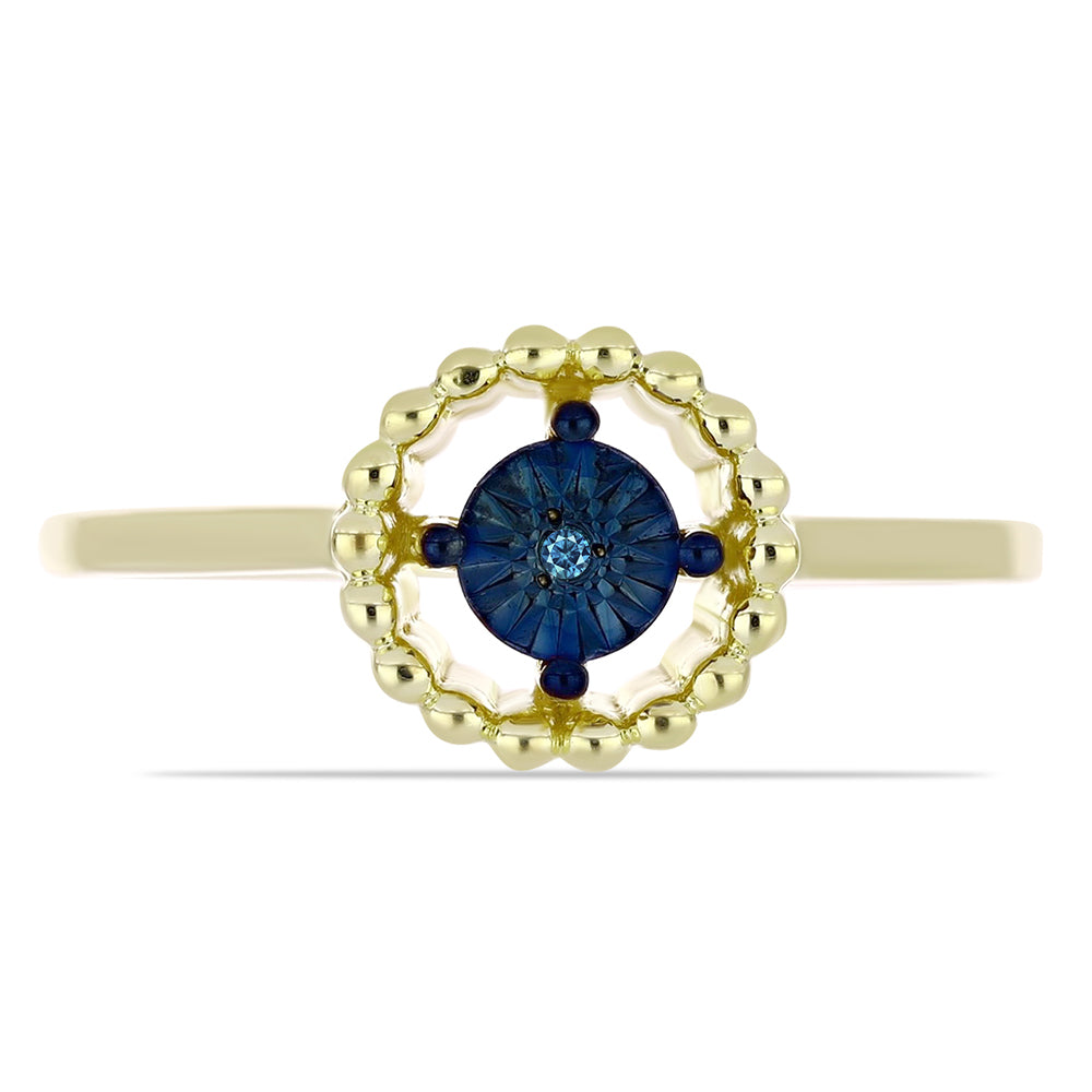 Goldplattierter Silberring mit blauem Diamant