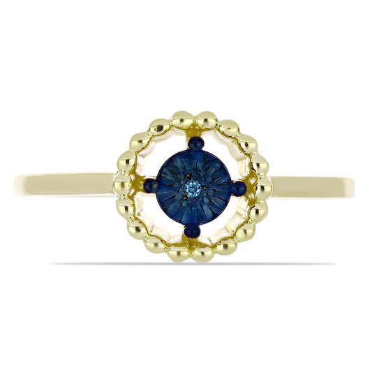 Goldplattierter Silberring mit blauem Diamant