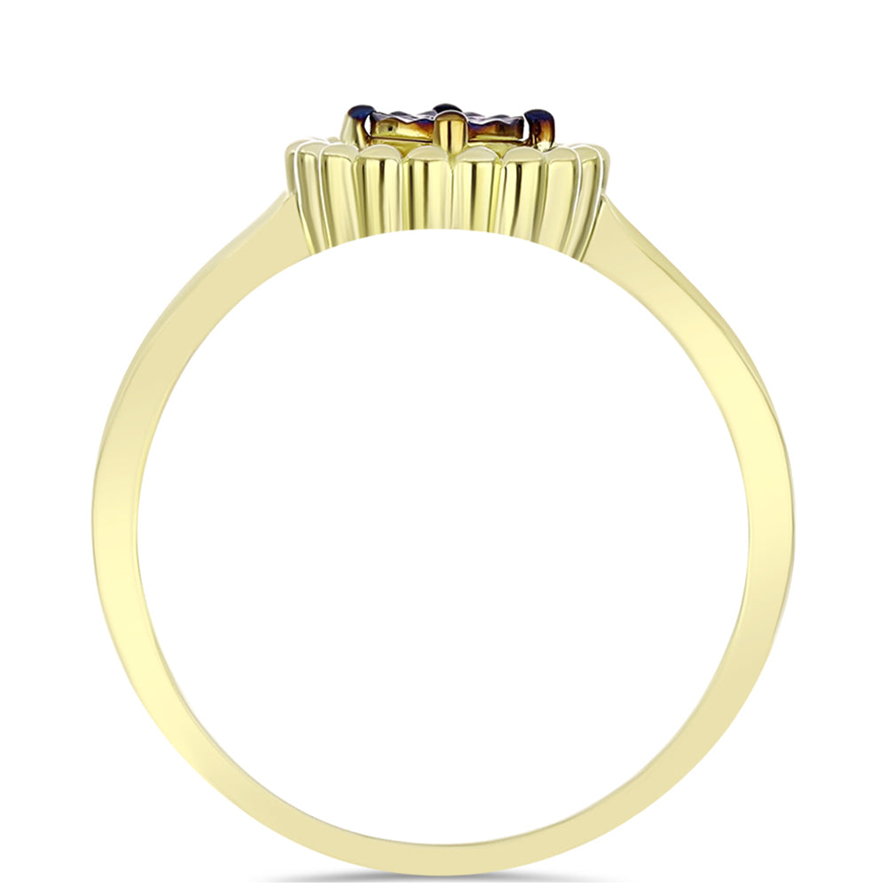 Goldplattierter Silberring mit blauem Diamant 2 