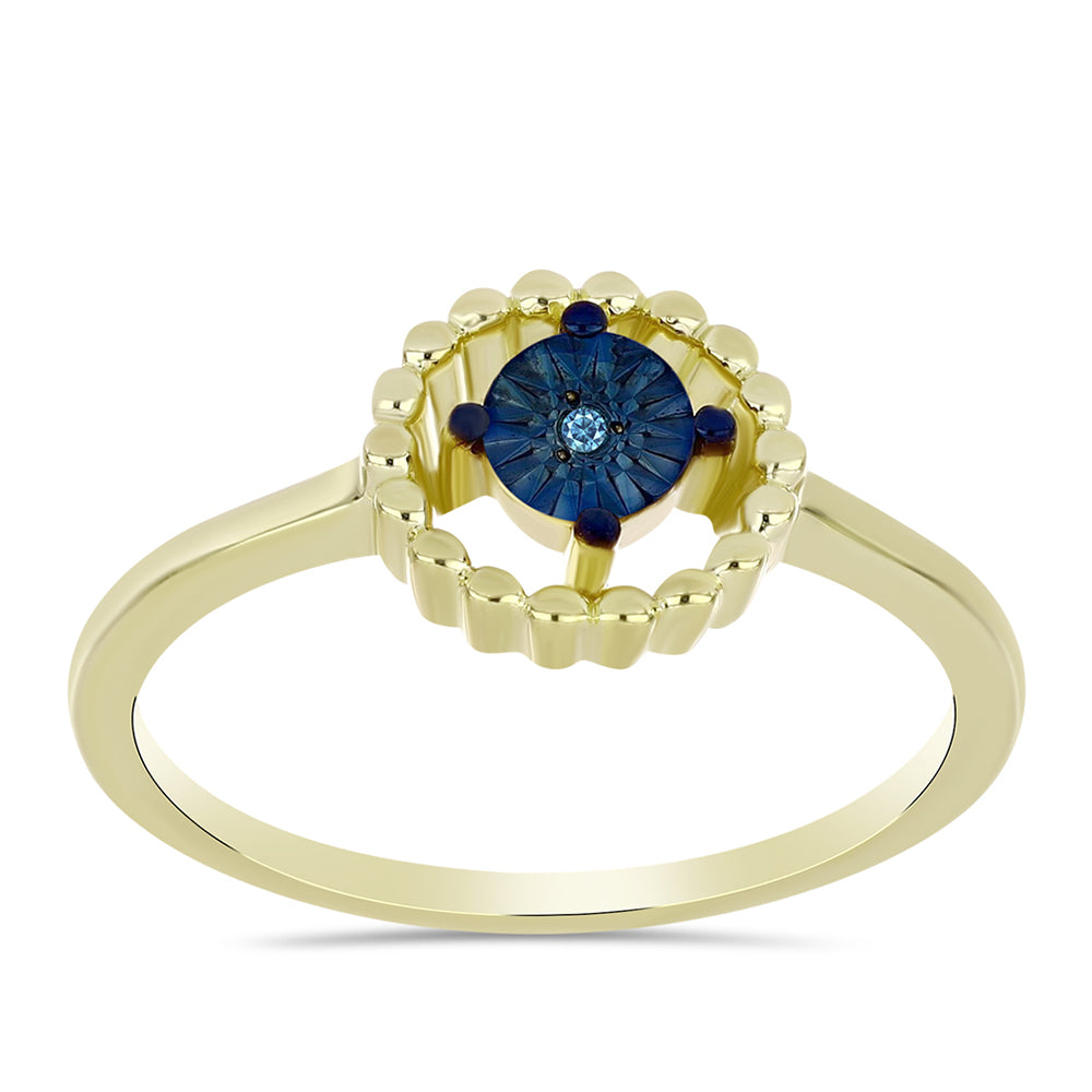 Goldplattierter Silberring mit blauem Diamant 3 